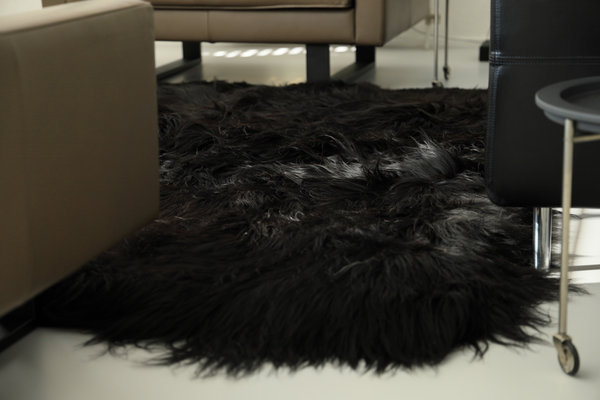 IJslandse schapenvacht vloerkleed zwart (200x220cm)