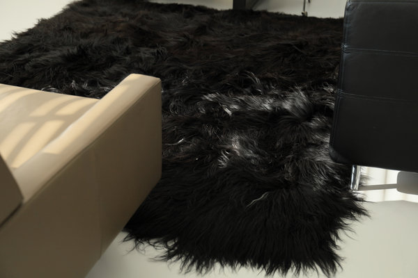 IJslandse schapenvacht vloerkleed zwart (200x220cm)